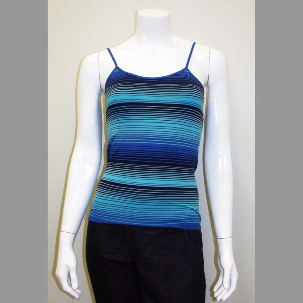 Super Stretchy Blue Striped Tank Top - Medium